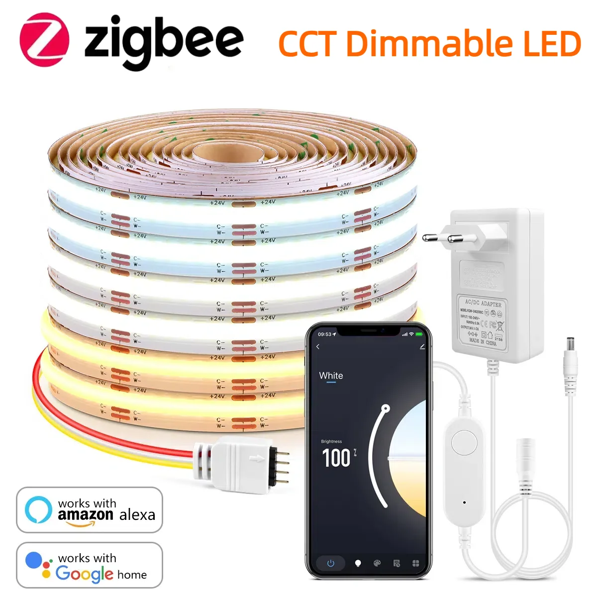 Smart Home Zigbee Gateway - Zigbee 3.0 CCT 2700K-6500K Dimmable COB